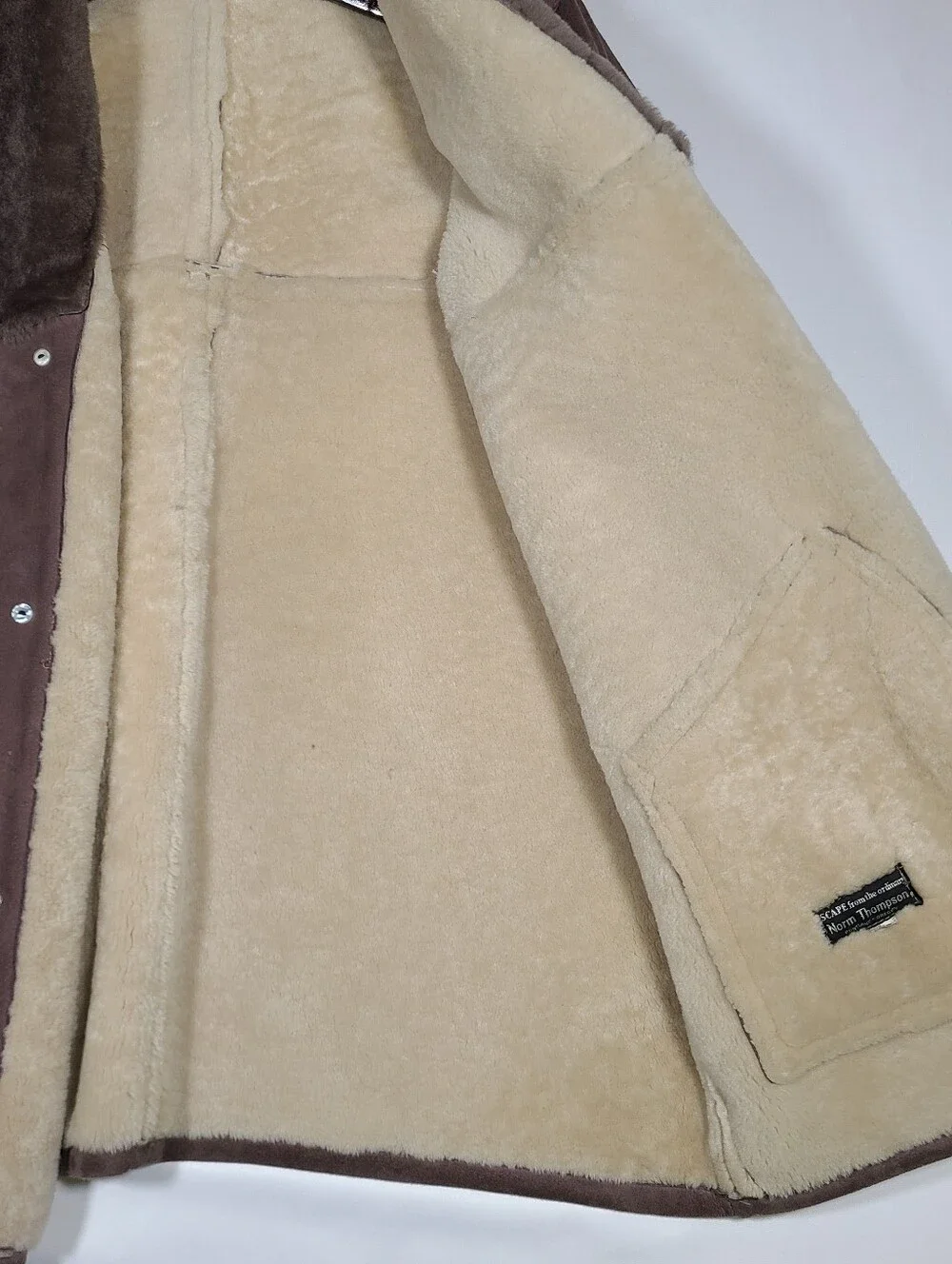 E1 Vintage 1980s Shearling Sheepskin Leather Coat Size 42 Rare
